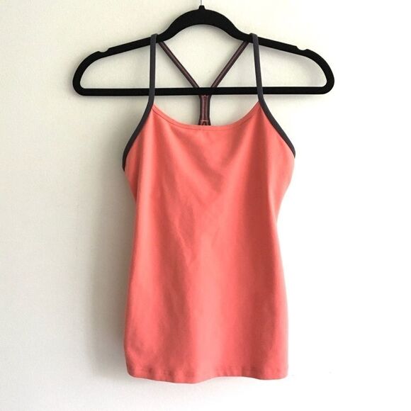 LULULEMON Sleeveless Power-Y Tank Top Coral Grey Trim 4 - Picture 2 of 4